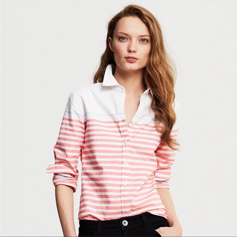 BR 100% cotton Oxford shirt preppy stripes sz M